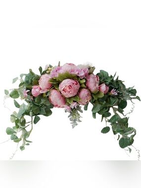 New H&S Bridal Wedding Arch Floral,30",Rustic Faux Swag,Pink Peonies,Door Lintel